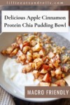 Pinterest pin for apple cinnamon chia pudding bowl.