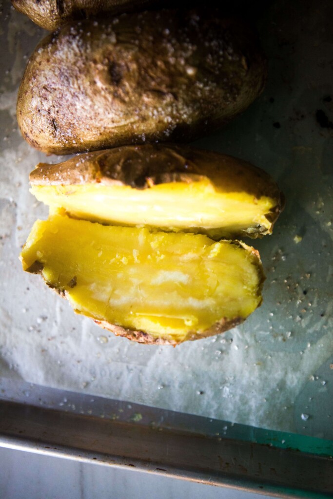 Inside of white sweet potato after baking.