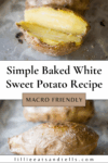 Pinterest pin for baked white sweet potato.