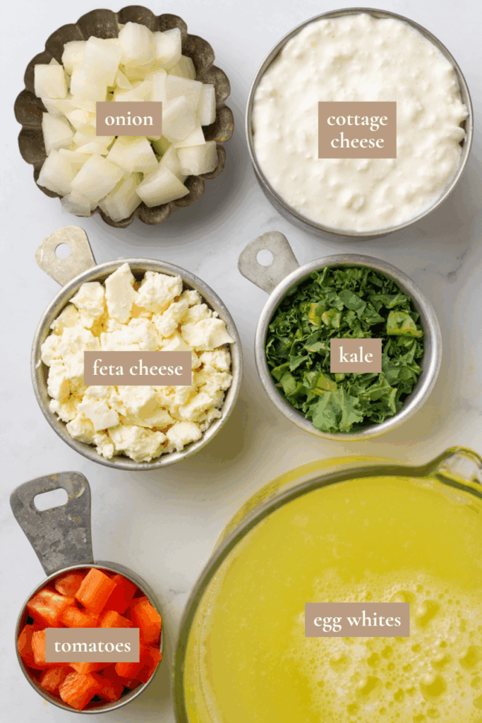Labeled ingredients for egg white cups.