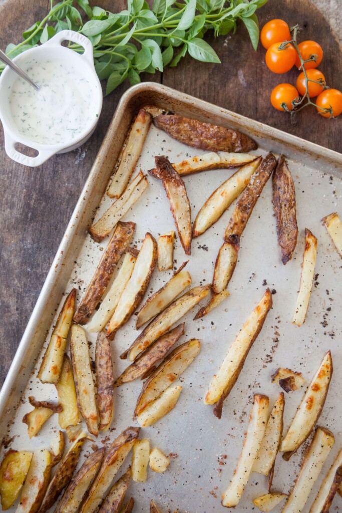 Fries baked on XL baking sheet.