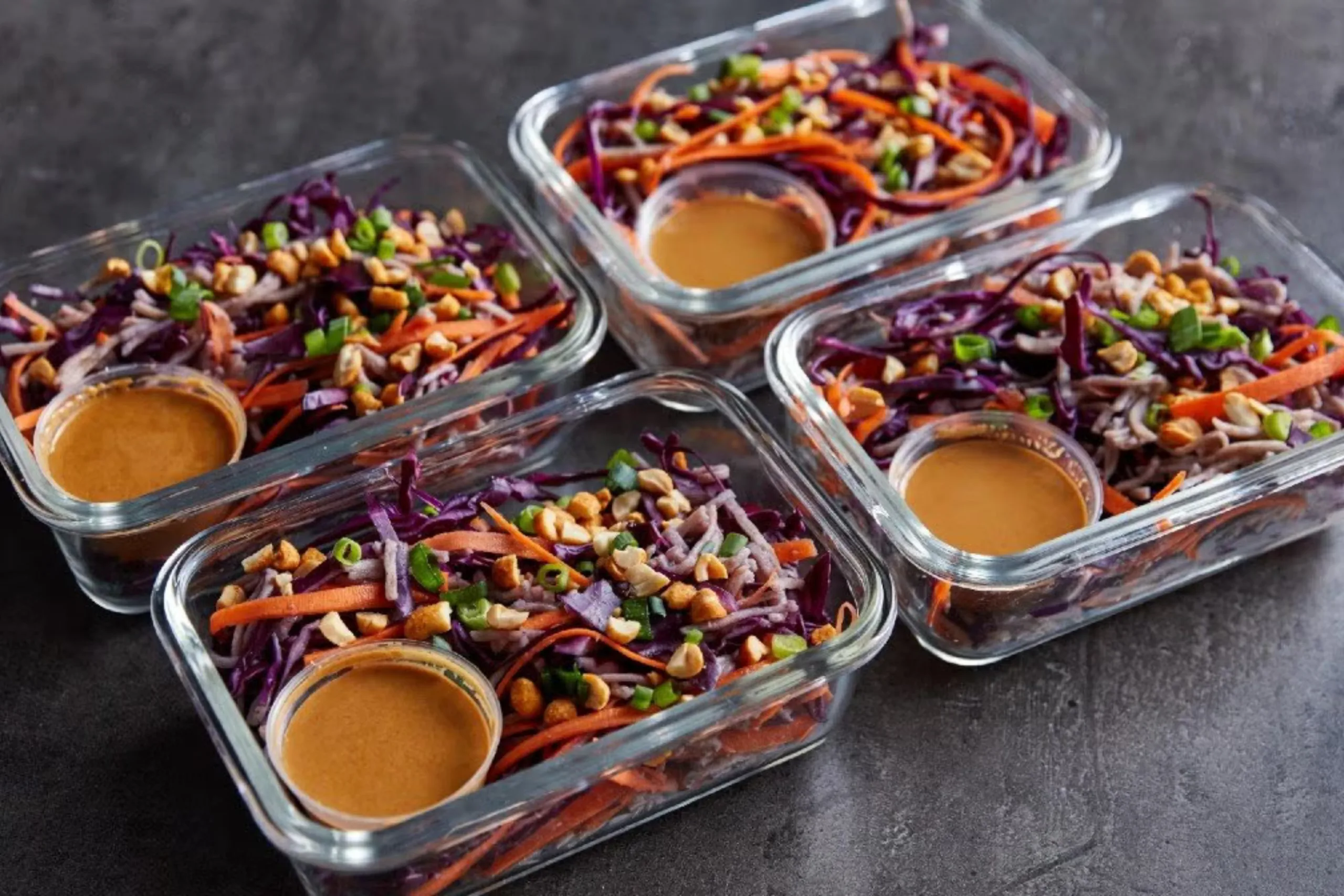 Cold Peanut Noodle Salad Meal Prep, Fat: 6g, Carbs: 25g, Protein: 10g, Calories 190