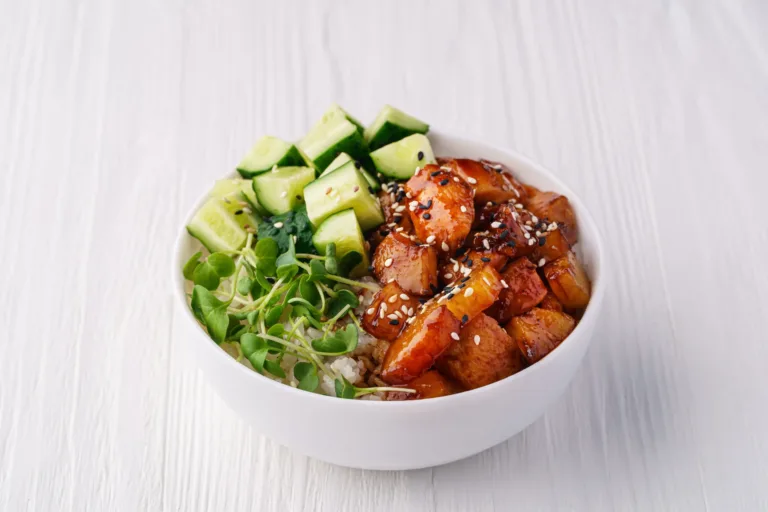 Gochujang Salmon Bowls with Quick-Pickled Cucumber